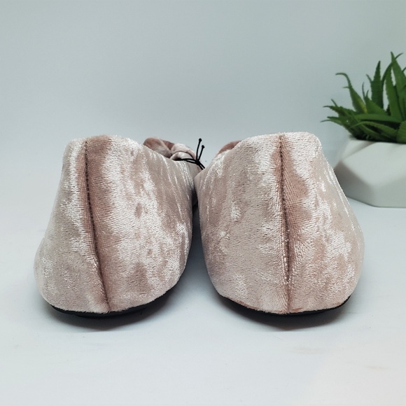 NWT CHARLES ALBERT Crushed Velvet Flats, Blush - Picture 4 of 6